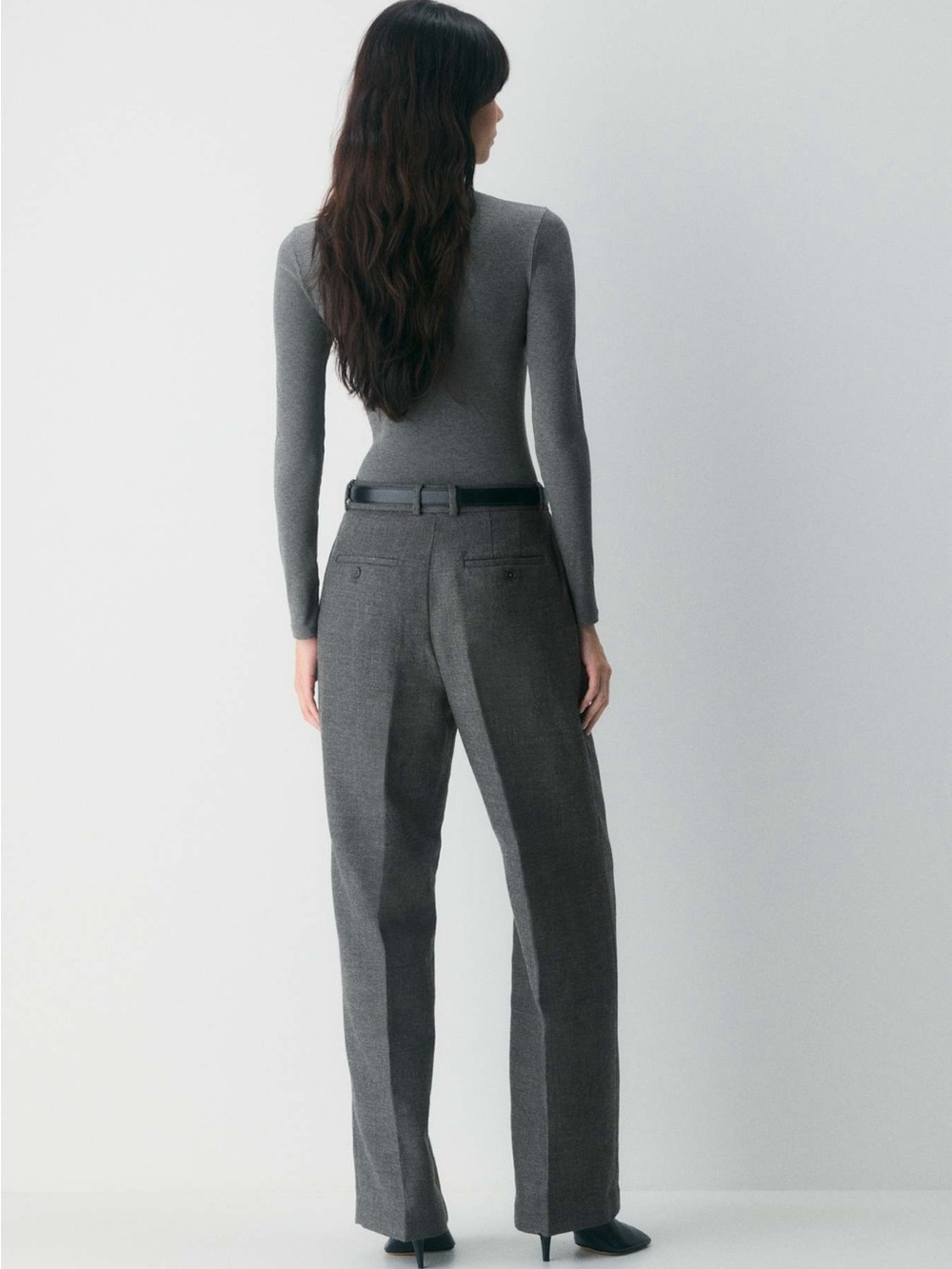 Aritzia Babaton Agency Wool Pant Grey Size 10 High Rise Office Siren Trouser